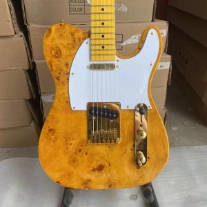 Custom Tele Electric Guitar Burl Maple Top Basswood Body Maple Fingerboard Golden Hardware High Quality Guitar