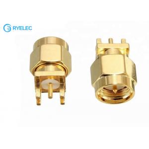 China PCB Edge Mount RF Antenna Connector With Plated Nickel Straight SMA Male Plug supplier