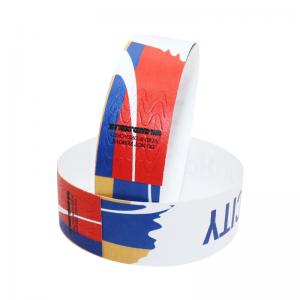 China Printing Security Colored Paper Wristbands Personalized Water Resistant supplier