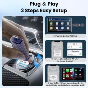 China Se Pro More Apps Musique GPS Carlinkit Adaptateur USB Mini Sans Fil CarPlay Universel Double Canal Android Auto Ai Box wholesale