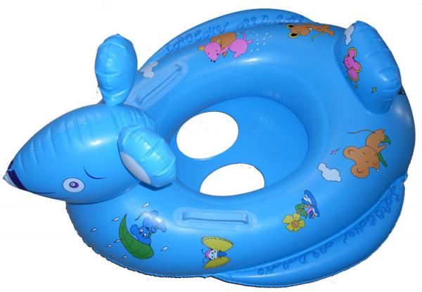 Factory custom animal shape inflatable baby float swimming boat and blue color