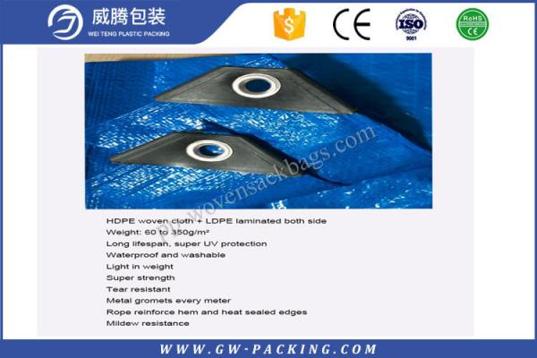 Custom Blue Pe Waterproof Tarpaulin Sheet Press Resistant For Construction Cover