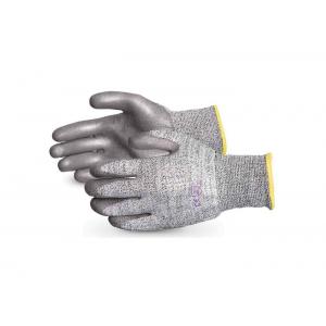 Smooth Coated Grey Cut Proof Work Gloves Customized Logo Elastic Wrist