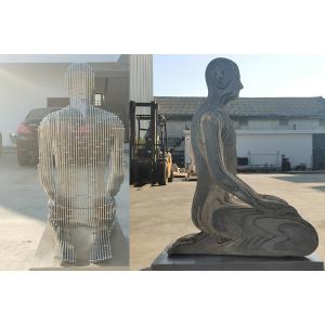 Modern Brushed Stainless Steel 316 Kneeling Man Statue