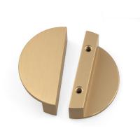 China 120mm Gold Brass Color Half Moon Modern Drawer Pulls Aluminum Cabinet Handles With Screws on sale
