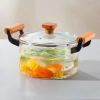 China 2.2L Clear Borosilicate Glass Kitchen Wares Cooking Pot Heat Resistant Hand Blown on sale