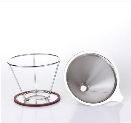 stainless steel pour over cone dripper reusable coffee filter cup stand