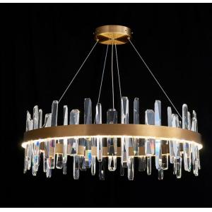Round Shape Chandelier Crystal Ceiling Light Fixture With Metal Ceiling Plate