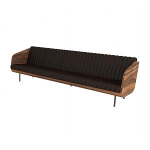 Custom Restaurant Wood Bench Seating With Arm , Wooden Booth Seating Sofa
