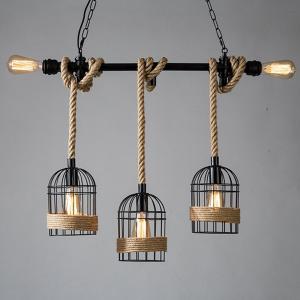 China Loft Industrial Iron Metal Cage Ceiling Light Cord E27 Antique Rust Lights supplier