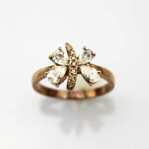 Designer Jewelry Rose Gold Plated 925 Silver  Cubic Zircon Butterfly Ring(R0018)