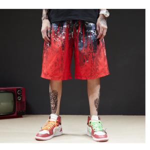 Digital Offset Printing Gradual Mens Red Boardshorts With Pockets