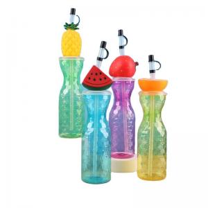 China Customized Plastic Fruit Shape Cup with Straw Milk Tea Cup Portable Juice Bottle supplier