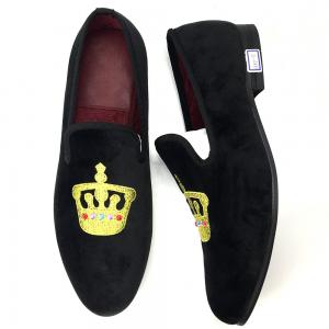 China Luxury Mens Velvet Loafers Velvet Upper - Genuine Leather Type Round Toe Shape supplier