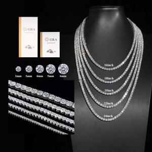 China Hip Hop Moissanite Tennis Chain 925 Sterling Silver Moissanite Tennis Necklace supplier