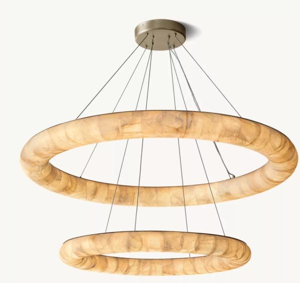 Rivage Lisse Two-Tiered Round Alabaster Chandelier 61