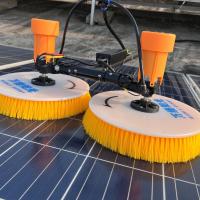 China Double Disc Rolling Solar Panel Water Fed Washing Rotary Brush Cleaning Telescopic Pole on sale