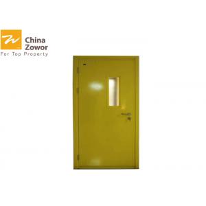Yellow Powder Coated Gal. Steel 45 mm FD60 Fire Door With 24 mm Anti-fire Glass