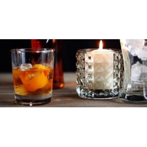 Round Decoration Glass Candlestick Holders / Clear Glass Candle Holders