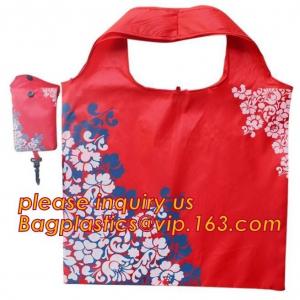 China China Factory Custom Grocery Use Polyester T-Shirt Reusable Folding Shopping Bag With Pocket,recyclable PP non woven fol supplier
