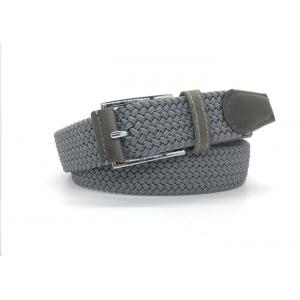 Elastic Fabric Woven Stretchy Braided Belts For Men / Women With Light Grey Color