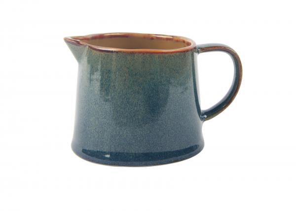 Lovely Little Ceramic Milk Pot Organic Shaped With Blue Reactive Color