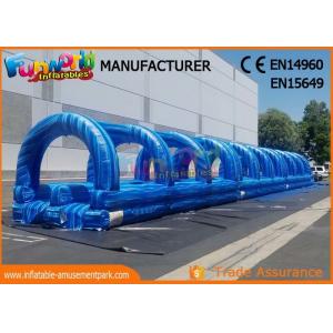 Blue 0.55mm Pvc Tarpaulin Commercial Inflatable Slide / Blow Up Slip N Slide For Adult And Kids