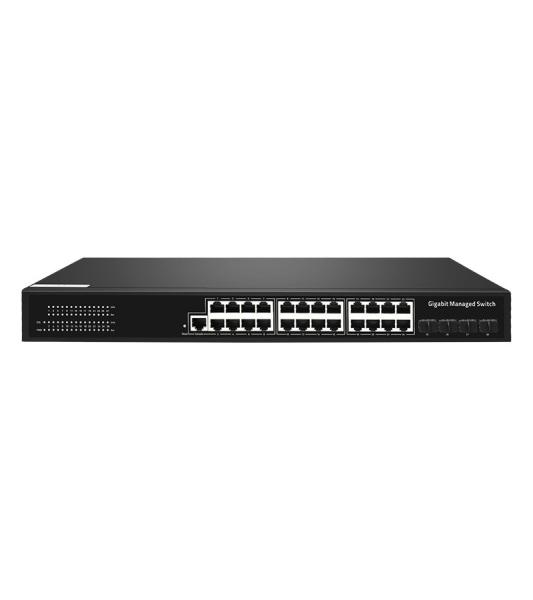 FCC certificado 1G Capacidad 24 Fibra SFP RJ45 Switch de red con 10/100/1000Mbps de velocidad de transmisión y molde privado