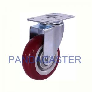 Red PVC Tread Wheel Zinc Plated Casters , 100mm Swivel Castor Wheels