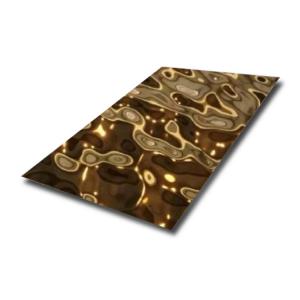 China Champagne Gold Color Water Ripple Stainless Steel Sheet 0.3mm 0.4mm Thickness supplier