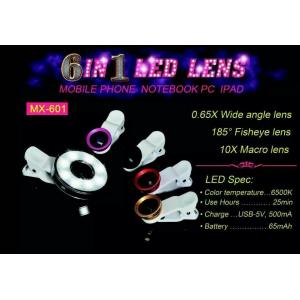 6 in 1 LED Night Using Selfie Sync Effect Micro Fisheye Wide Lens for Camera, Phone FS-01