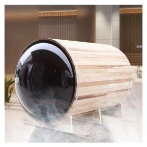 Panoramic View Solid Wood Outdoor Steam Barrel Sauna Heats Up Fast