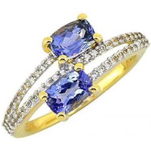 China Shop LC Women Platinum Yellow Gold Blue Tanzanite Birthstone Zircon Ring Size 8 Gifts supplier