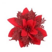 China Christmas Artificial Fake Flower Bouquet Glitter Poinsettia For Xmas Decor on sale