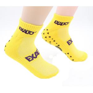 Trampoline Yellow Non Slip Grip Socks Snagging Resistance With Rubber Sticky Bottoms
