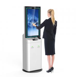 32 Inch Passport Scanner Card Dispenser ID Recognition VPOS Payment Kiosk For Hotel Check In