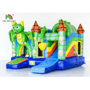 Kids Inflatable Bouncer Combo /  Green Inflatable Dragon Jumping Castle