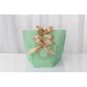 Stamping Logo Light Green Cosmetic Shopping Bag Bow Tie Ribbon White Gift Bag