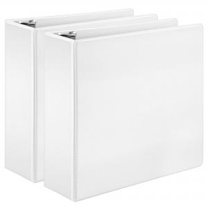 Stylish White File Folder Ring Binder with Durable Hinge and ONE Touch Open Design