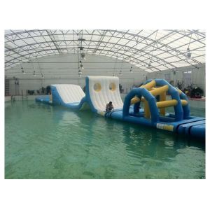 China Customized Inflatable Water Island , Inflatable Water Obstacle Course With Repair Kits / Blower wholesale