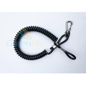 Fall Protection Plastic Coil Tool Lanyard Black Color With Press-In Hook