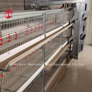 China 4 Tiers High Hardness Layer Chicken Battery Cages Metal Wire With Water Tank Rose supplier