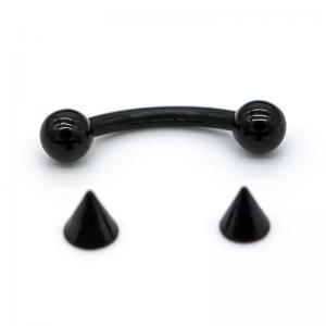 Black Cone Fake Eyebrow Piercing Jewelry Externally Threaded 8mm