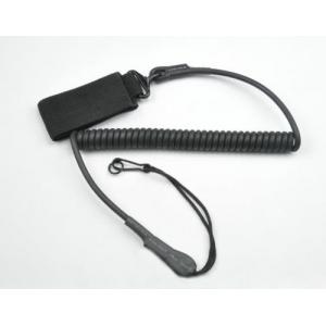 Tactical pistol lanyard sling hand gun elastic secure spring coil w/belt velcro&snap hook