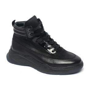 China Rubber Outsole Winter Black Mens Leather Casual Boots supplier