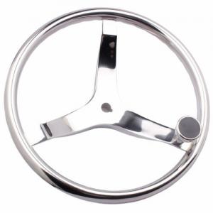Stainless Sailboat Steering Wheel 393MM Diameter 3 Spokes With Nut And Knob