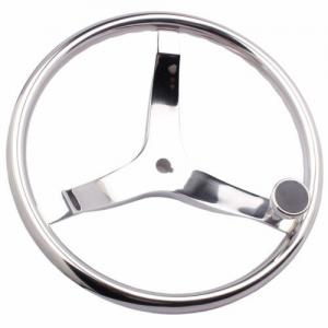 China Stainless Sailboat Steering Wheel 393MM Diameter 3 Spokes With Nut And Knob wholesale