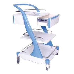 Aluminum Alloy Frame Medical Instrument Trolley Bule Red With Four Silent Castors