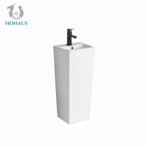 Luxury Modern Full Pedestal Hand Wash Basin Self Cleaning Square Type