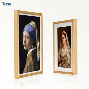 China Customized Wooden Digital Photo Frame Viewer Wall Mounted Haze LCD Screen supplier